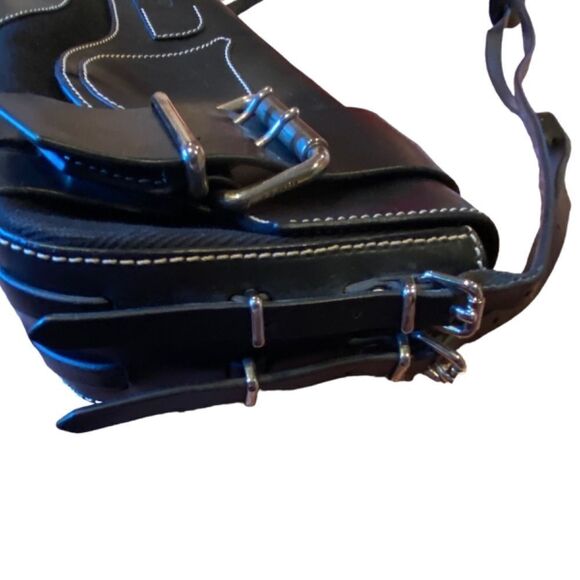 Vintage Fendi Black Leather And Canvas Baguette Shoulder Handbag Purse NWOT - Picture 3 of 15